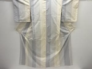 縞に十字絣織り出し手織り紬着物